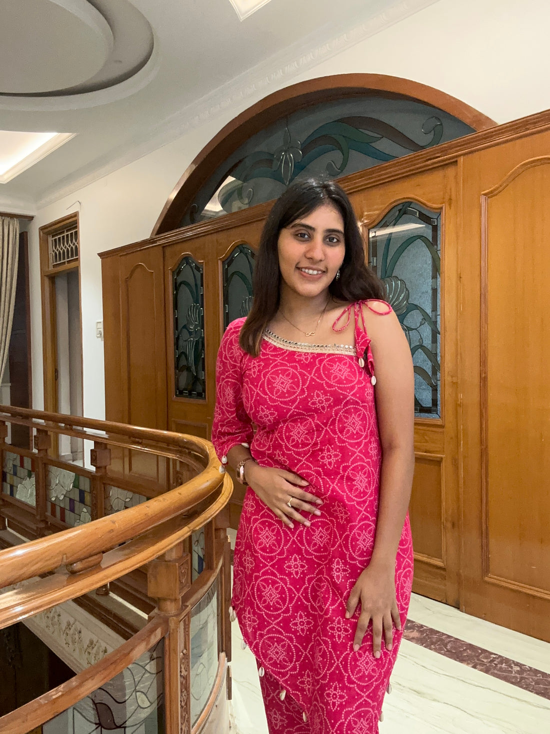 Pink Shell Kurti Set