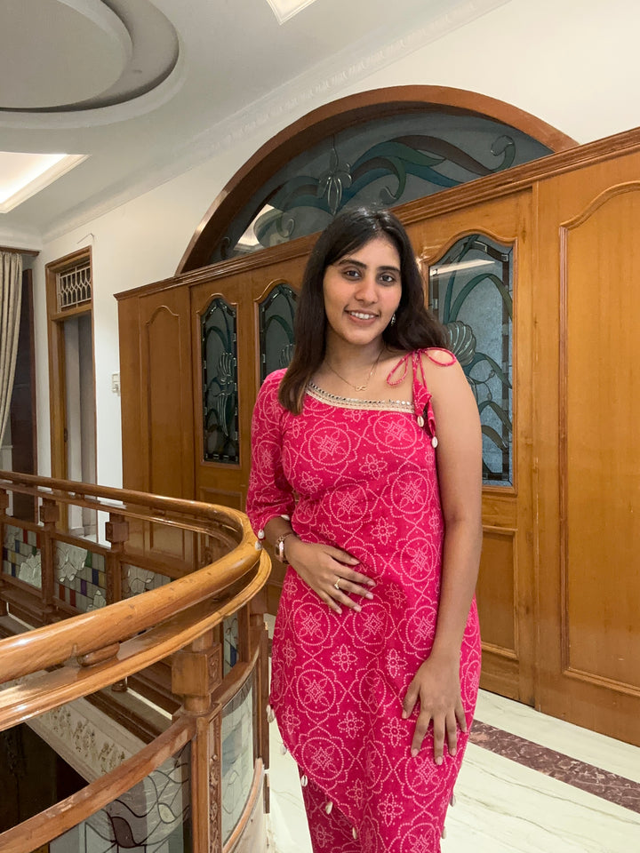 Pink Shell Kurti Set